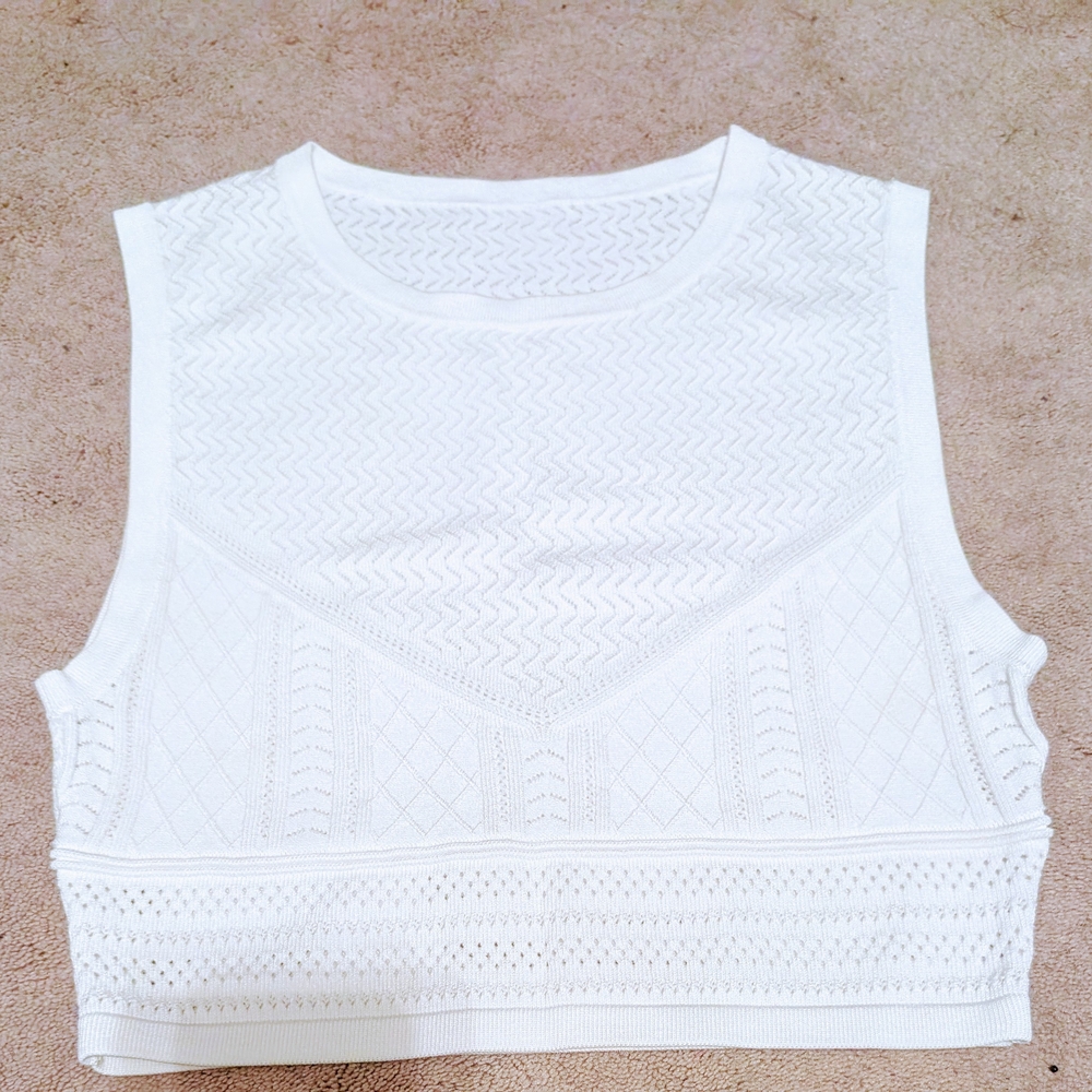 White Sleeveless Knit Top